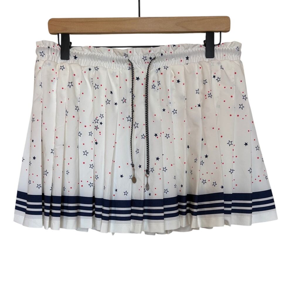 The Upside Stellarium Valetta Pleated Tennis Mini Skort w Stars and Stripes M